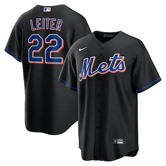 mens nike al leiter black new york mets 2022 alternate repl